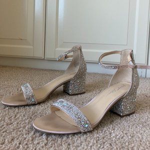 Size 8 -  Betsey Johnson Women's Sb-Mari Heeled Sandal, Champagne